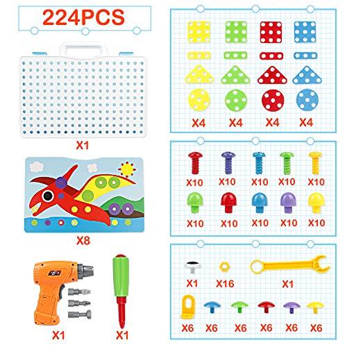 Mosaik Spielzeug Steckspiel 3D&2D Pegboard Puzzle Montessori Spielzeug mit Drill 