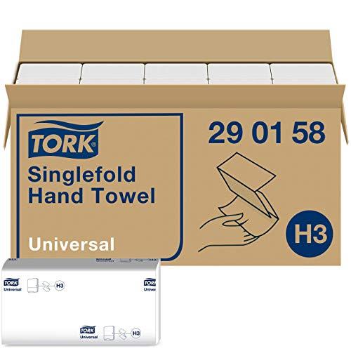 Tork Zickzack Papierhandtücher Universal 290158 - H3 Falthandtücher für  Papierhandtuchspender - 1-lagig, weiß - 15 x 300 Tücher