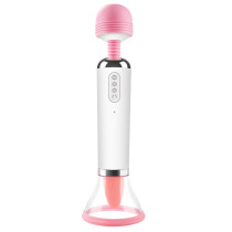 Heated Wand Vibrator with Tongue Licking and Suction