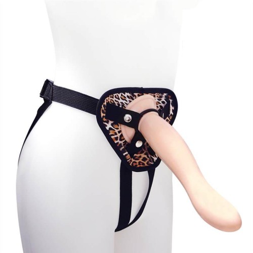 9 inch Leopard Strap On Harness With Butt Plug Set