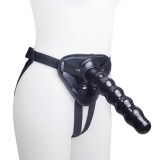 9 Inch Leather Strap On Harness Kit With Anal Butt Beads