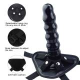 9 Inch Leather Strap On Harness Kit With Anal Butt Beads