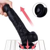 8 Inch Life Size Black Real Feel Silicone Dildo