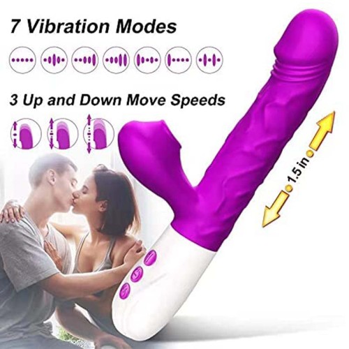 Thrusting Sucking Vibrator G Spot Dildo with Heating Function