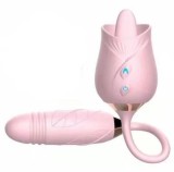 2 in 1 Rose Dildo Women Clit Sucking and Vibrating Toy