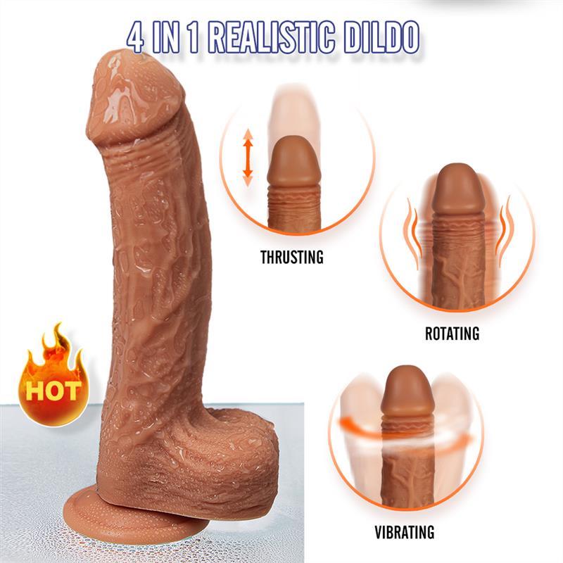 8.5 Inch Warming Thrusting and Vibrating Dildo Mens Penis