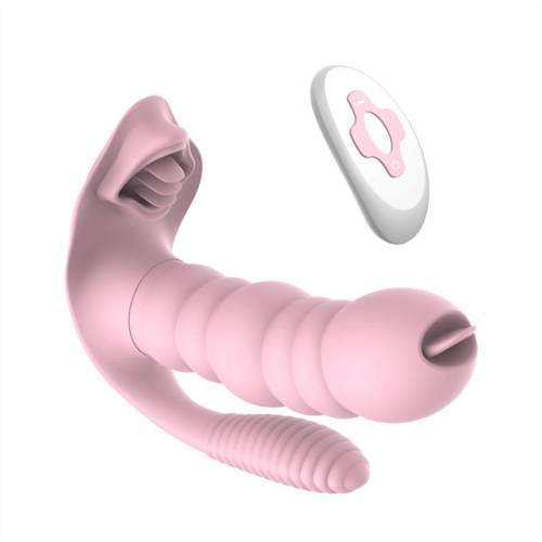 Wearable Triple Vibrator Clit Stimulator Tongue Licking G Spot Massager