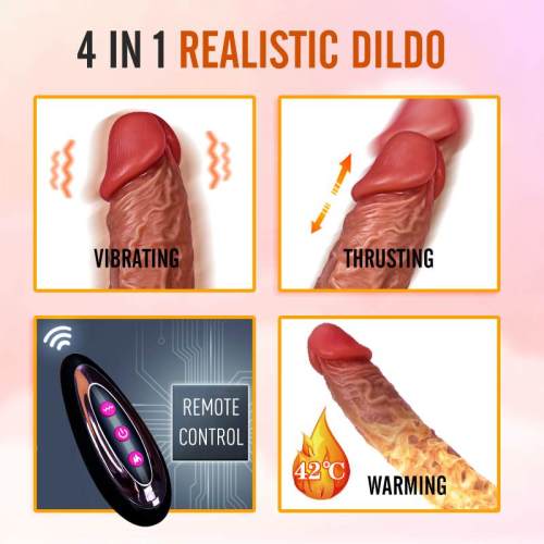 7.8 Inch Remote Control Warming Vibrating and Thrusting Dildo