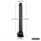 16.5 Inch Long Thin Black PVC Suction Cup Dildo