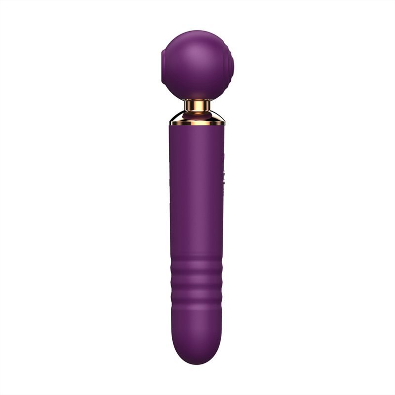 3 IN 1 Purple Sucking Thrusting and Flapping Wand Vibrator