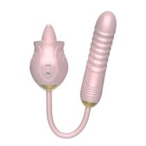 Dual Ended Rose Tongue Clit Licking and Telescopic Vibrator