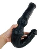 15.5 Inch Black Double Ended Horse Dildo with Knot