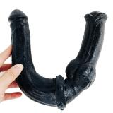 15.5 Inch Black Double Ended Horse Dildo with Knot