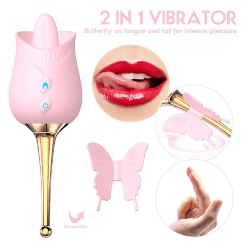 Rose Toy Clitoris Nipple Tongue Licking Vibrator