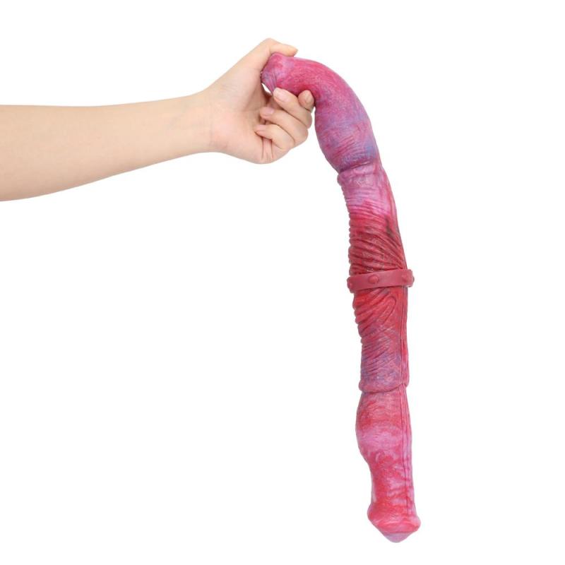 18.8 Inch Double Ended Animal Dog Knot Dildo Pink / Black