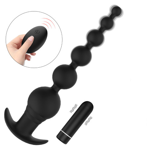 Flexible Anal Beads with Removable Wireless Bullet Vibrator