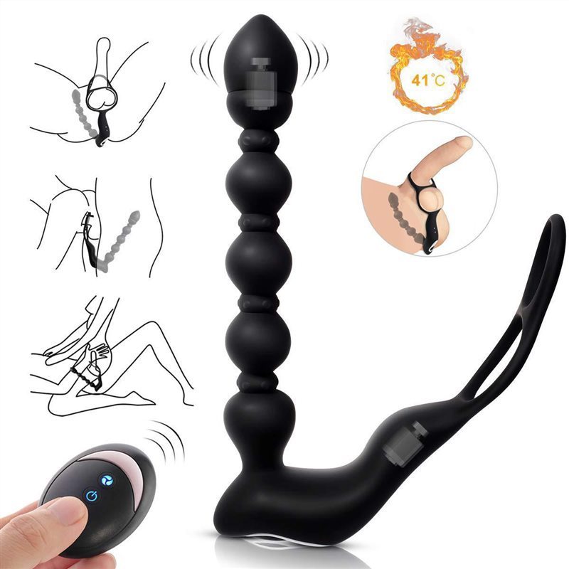 Heating Anal Beads Butt Plug Male Prostate Massager
