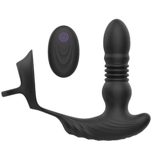 Vibrating and Thrusting Anal Vibrator with Penis Ring Prostate Massager