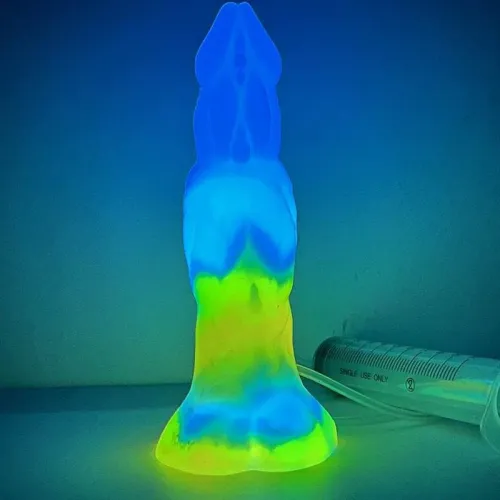 9 Inch Multi-Color Luminous Ejaculating Vibrating Alien Dildo