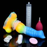 10 Inch Ejaculating Vibrating Dog Dildo With Balls Luminous Squirting Animal Penis