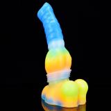 10 Inch Ejaculating Vibrating Dog Dildo With Balls Luminous Squirting Animal Penis