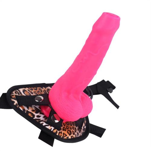 8 Inch Pink Uncut Dildo Strap On Harness Set