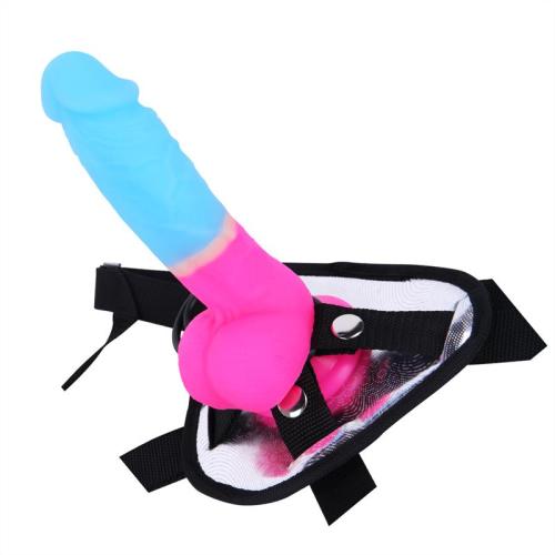 7.8 Inch Silicone Dildo Lebsian Strap On Harness Kit