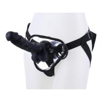 7.5 Inch Strap On Harness Set Black PVC Dildo