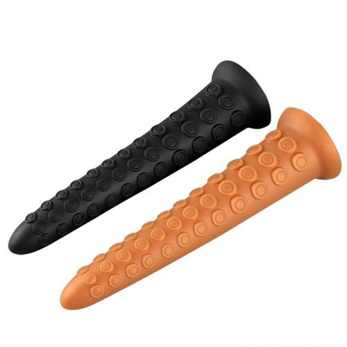 9.5 Inch Long Tentacle Anal Dildo Silicone Butt Plug Black / Skin