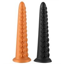 9.5 Inch Long Tentacle Anal Dildo Silicone Butt Plug Black / Skin