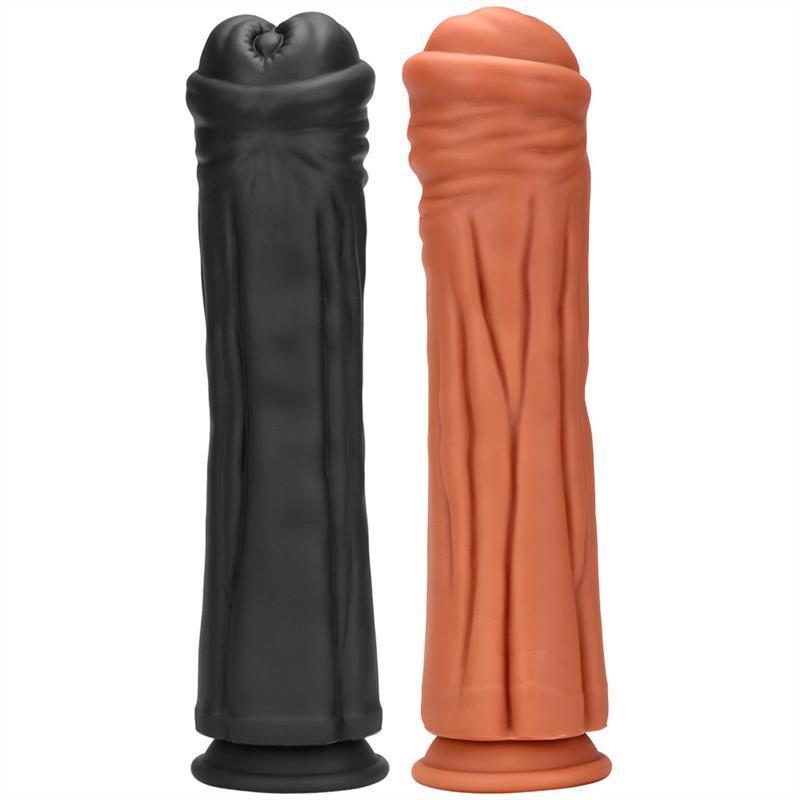12 Inch Thickness Horse Dildo Silicone Animal Penis Skin Tone / Black