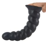 10 Inch Black Spiral Dildo PVC Anal Plug