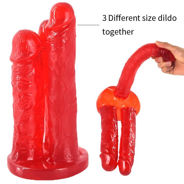 8 Inch Thriple Headed PVC Dildo