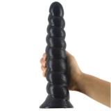 10 Inch Black Spiral Dildo PVC Anal Plug