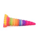 9 Inch Colourful Unicorn Horn Dildo Tapered Anal Toy