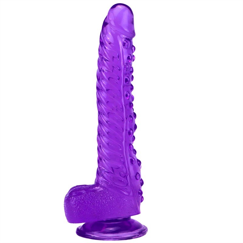 10.5 Inch Long Beaded PVC Suction Cup Dildo