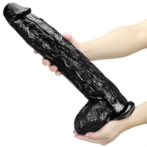 16.5 Inch Huge Black PVC Realistic Penis Dildo