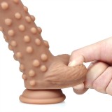 9 Inch Beaded Soft Real Feeling Strap On Silicone Dildo Black / Skin / Brown