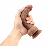 7.5 Inch Brown Silicone Real Feeling Dildo for Beginner
