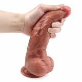 8 Inch Fat Double-Layer Silicone Real Skin Feeling Dildo