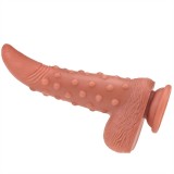 8.5 Inch Tapered Beaded Real Skin Feel Silicone Dildo