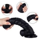 8 Inch Life Size Black Real Feel Silicone Dildo