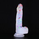 7.5 Inch Confetti Clear Silicone Dildo with Suction Cup