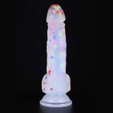 7.5 Inch Confetti Clear Silicone Dildo with Suction Cup