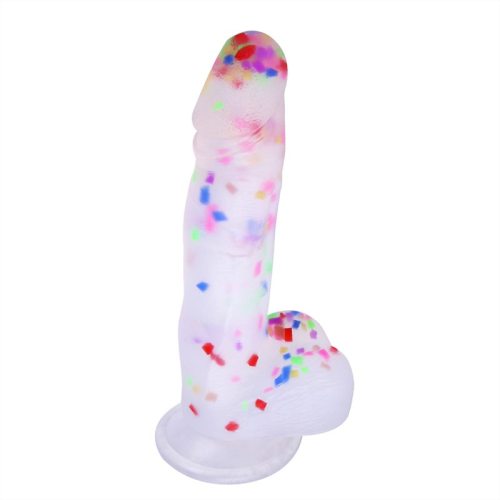 7.5 Inch Confetti Clear Silicone Dildo with Suction Cup