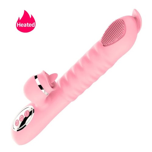 Heated Tongue Licking Clitoris G-Spot Thrustting Vibrator