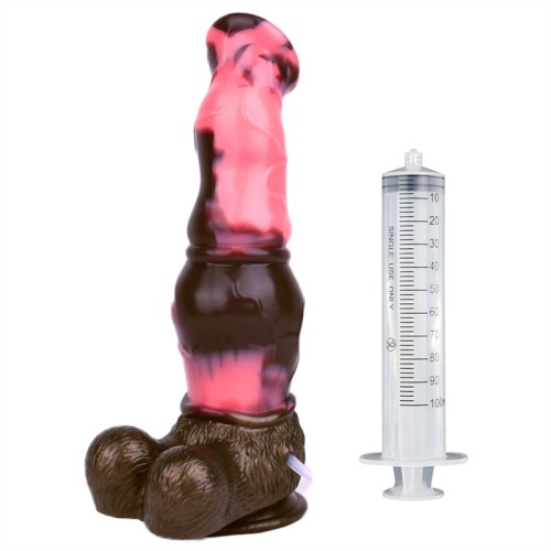 10 Inch Silicone Ejaculating Horse Dildo with Cum Tube Squirting Toy