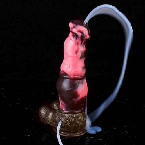 10 Inch Silicone Ejaculating Horse Dildo with Cum Tube Squirting Toy