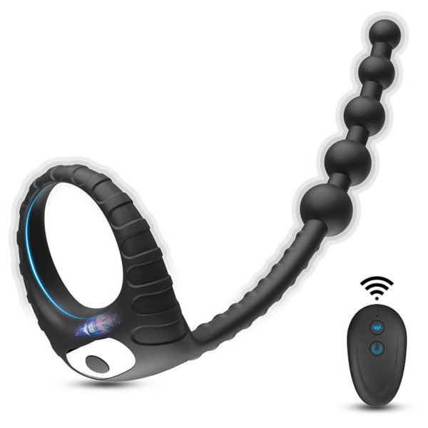 Remote Control 10 Vibration Male Penis Ring Anal Beads Vibrator
