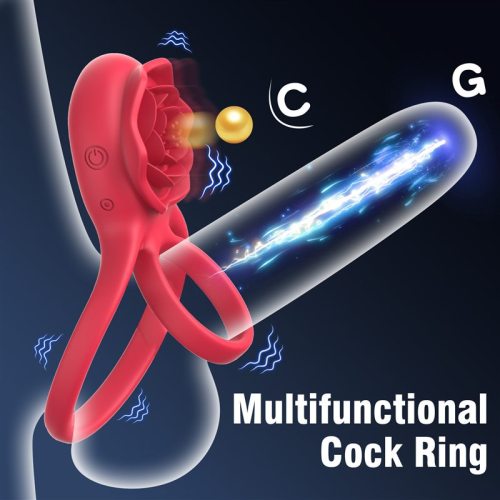 Remote Control Rose Clit Stimulator & Vibrating Penis Ring for Couples